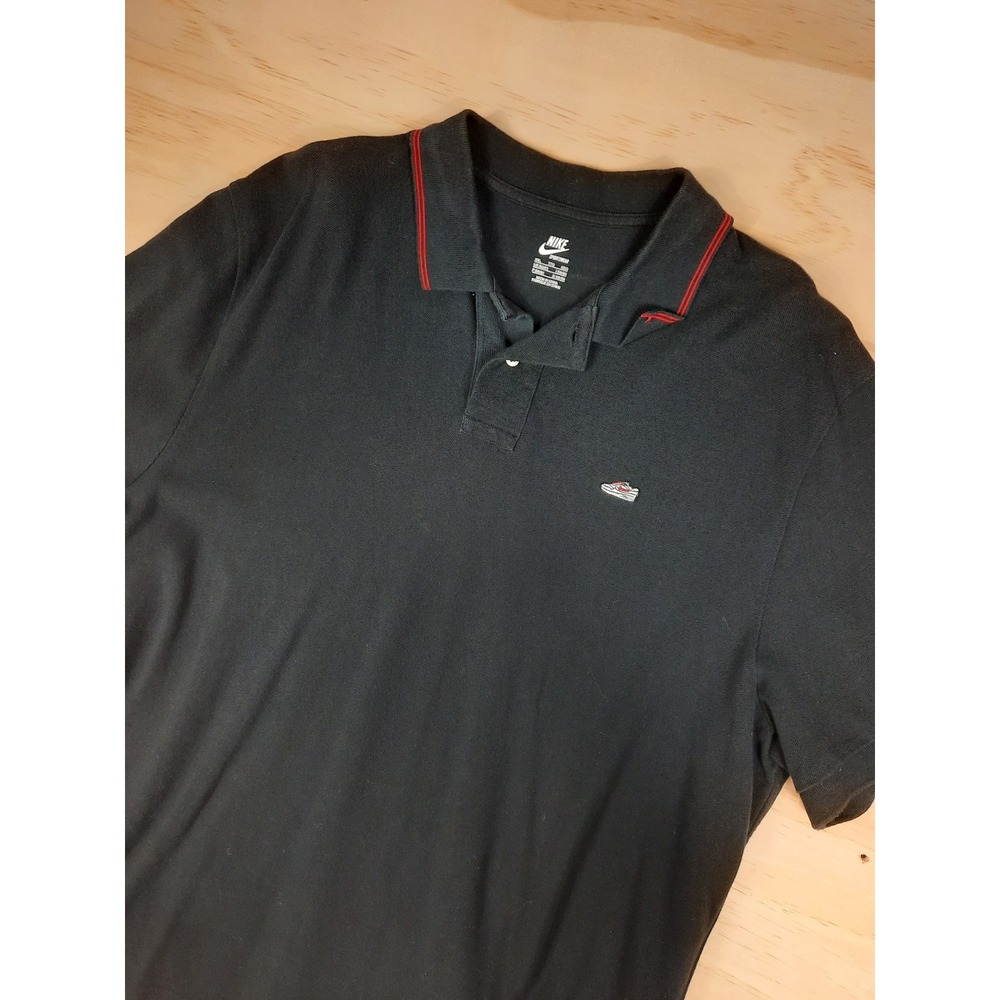 Nike Sportswear Mens XXL Black Pique Polo Shirt Sneaker Logo‎ Tipped Collar